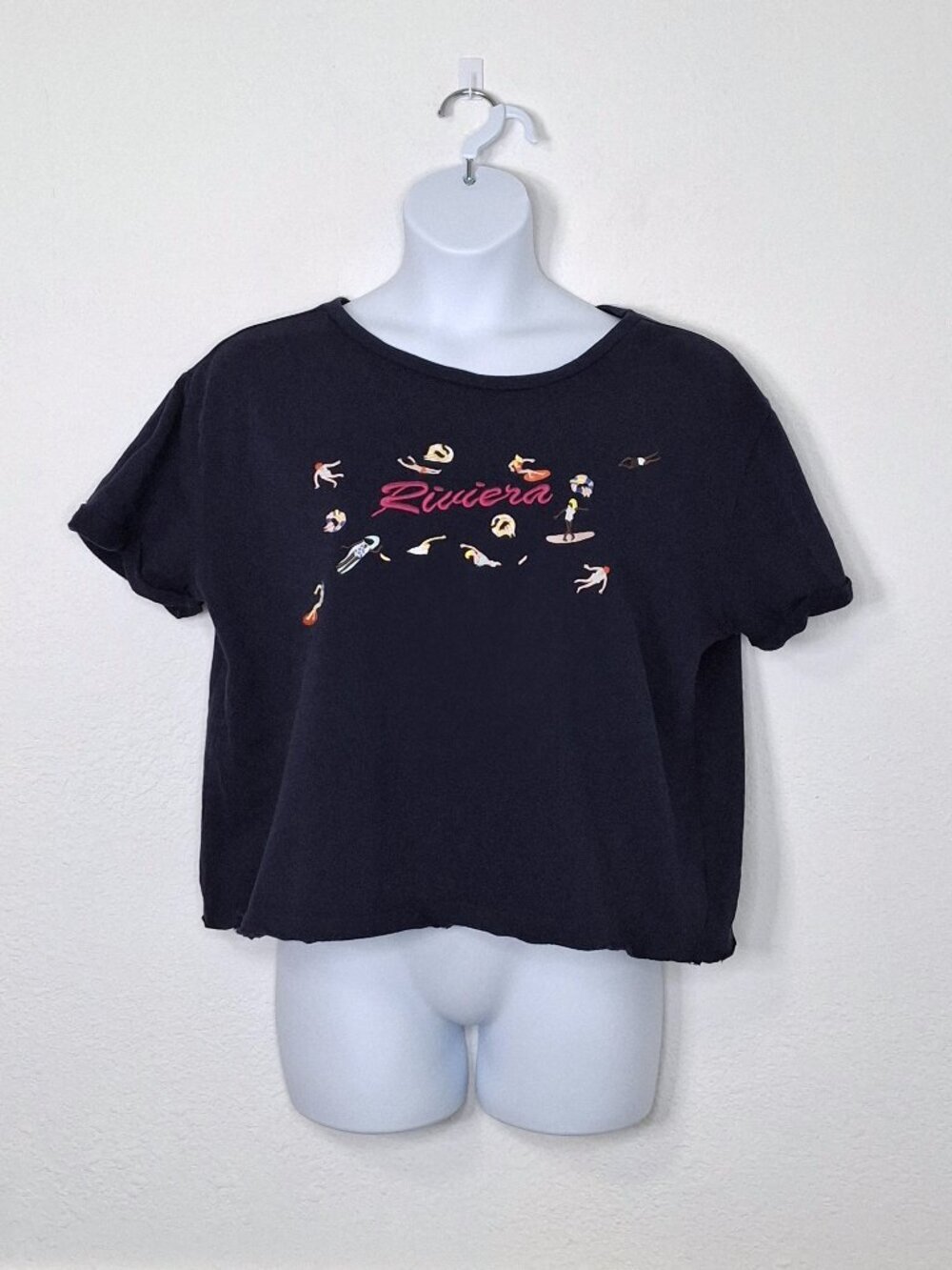 Anthropologie Maeve Riviera Top Sweatshirt Sz L Embroidered Crop Boxy Coastal